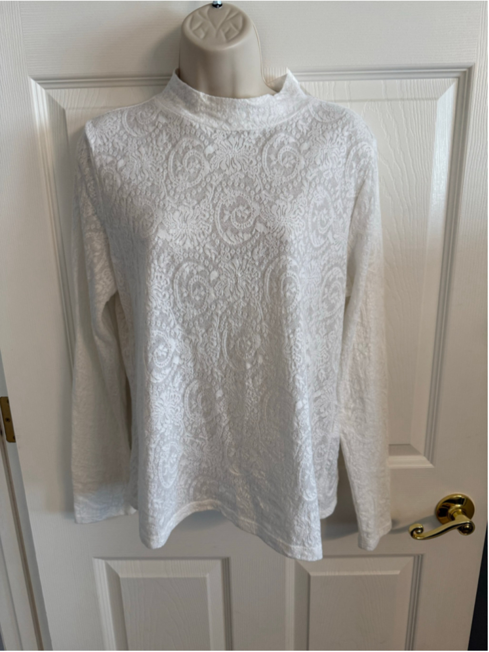 Maurices White Lace Mock Neck Long Sleeve Top Size M